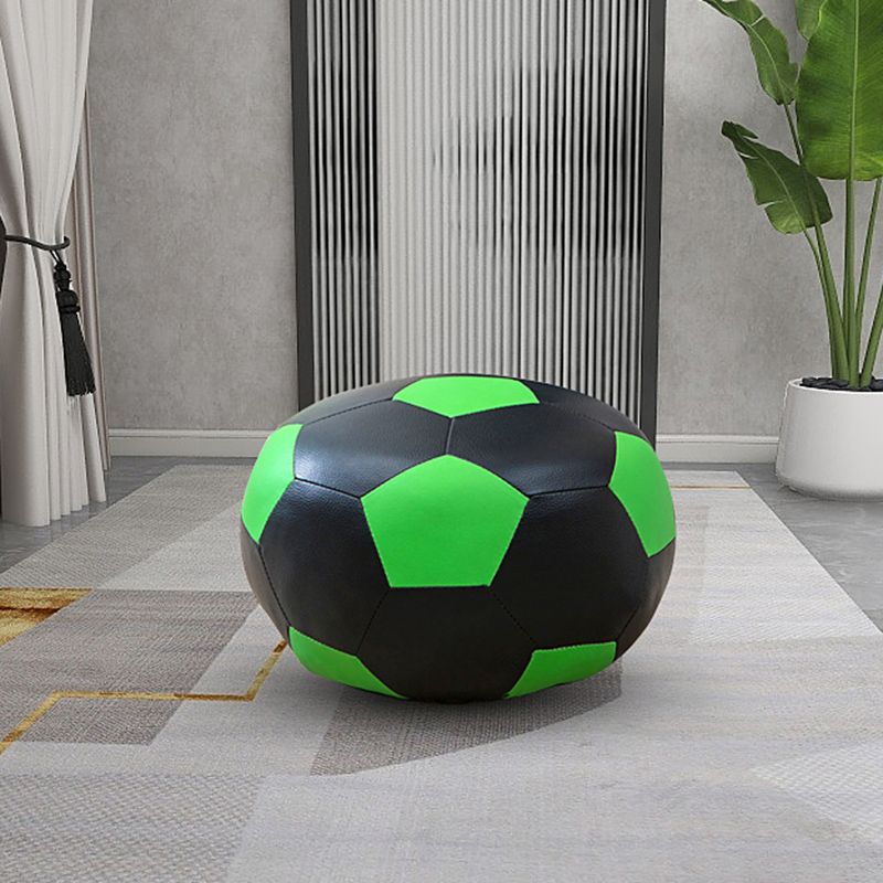 Contemporary Pouf Ottoman Faux Leather Upholstered Spherical Ottoman