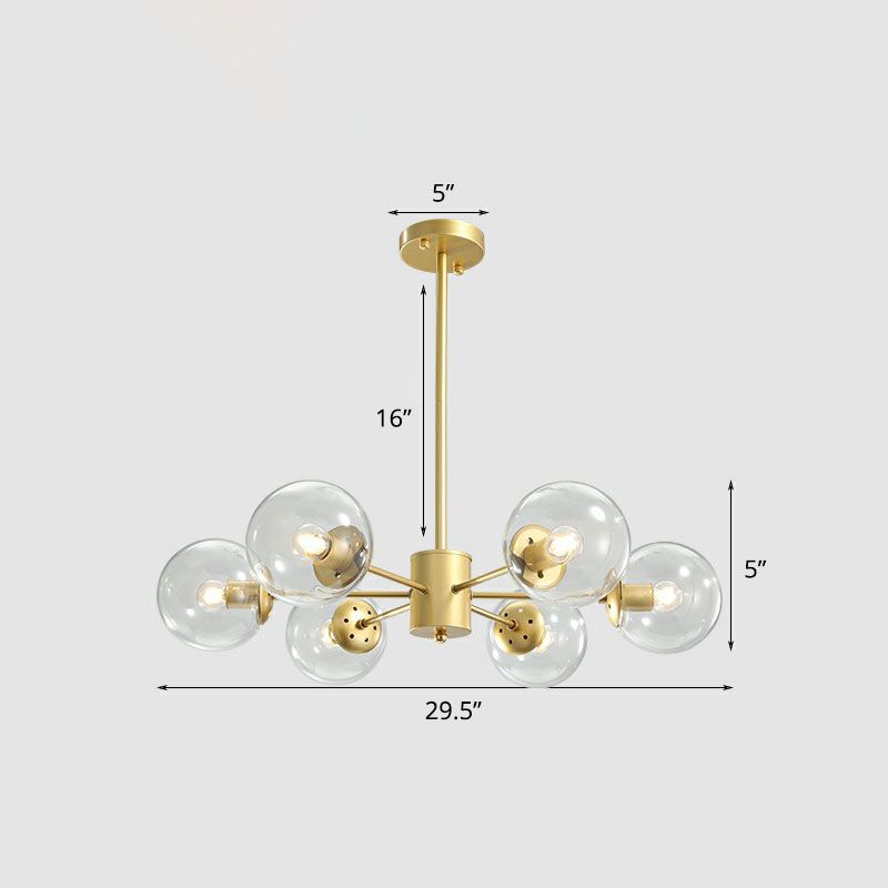 Gold Ball Chandelier Light Fixture Postmodern Glass Suspension Lighting for Living Room