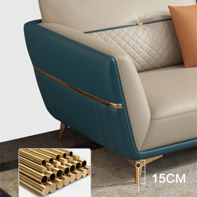 Contemporary Stain-Resistant Genuine Leather Square Arm Sofa & Chaise
