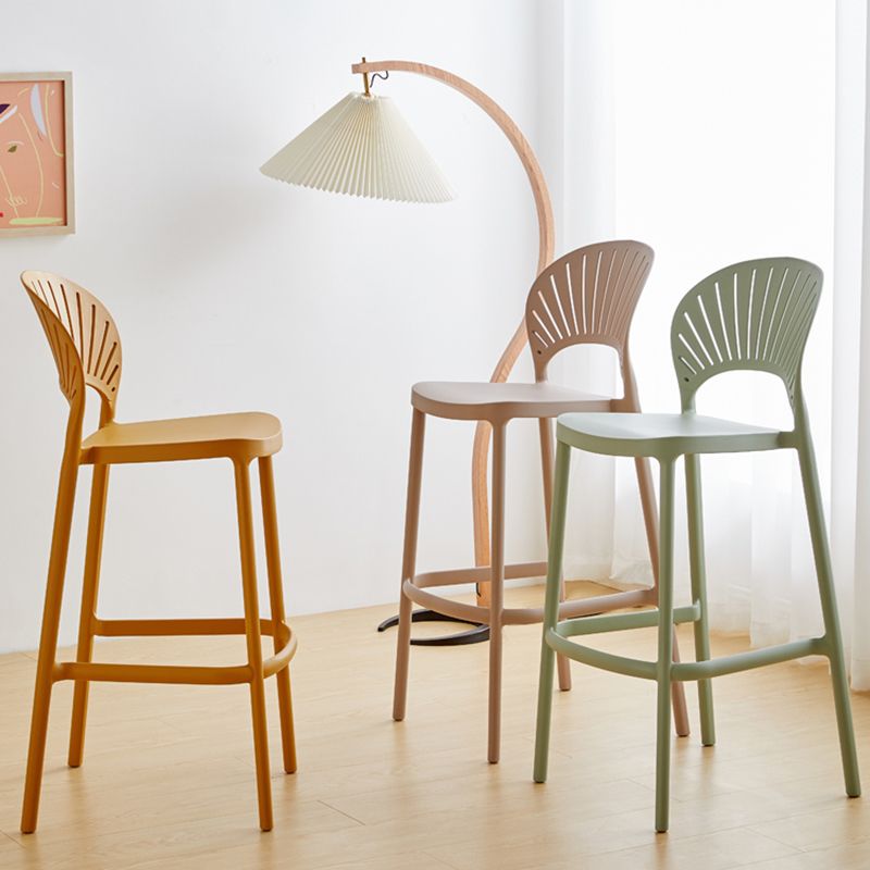 Contemporary Plastic Barstool Plastic Low Back Counter Stool in Matte Finish for Indoor