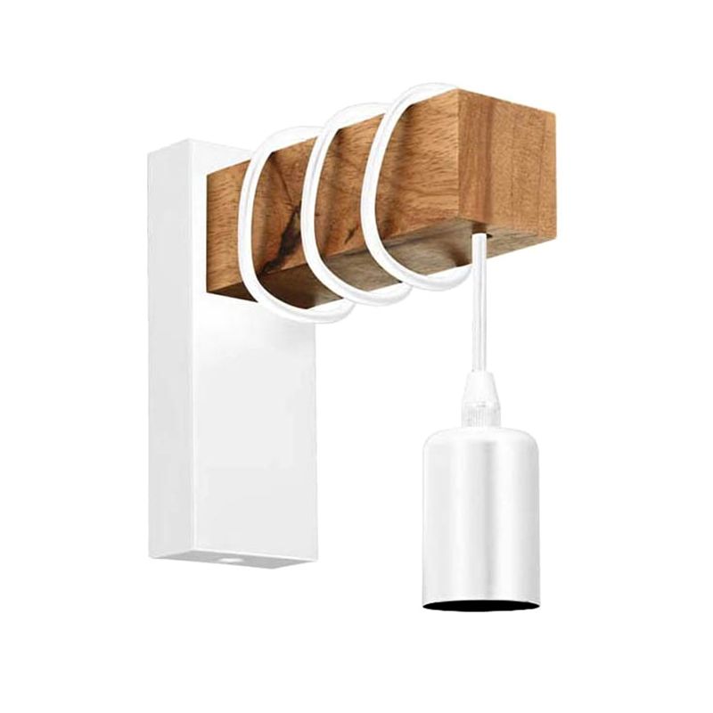 Single Light Open Bulb Design Wall Lamp Modern Style Simplicity Wooden Wall Sconce for Cafe Shop Restaurant