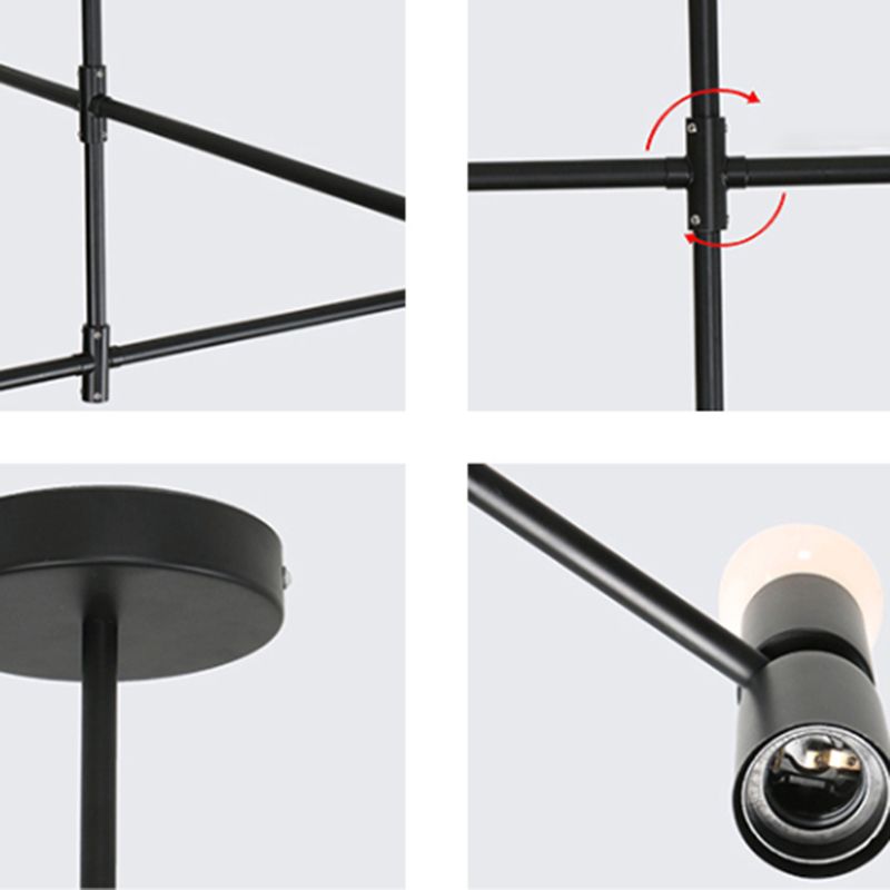 Postmodern Hanging Light Fixture Metal 12-Light Dining Room Chandelier