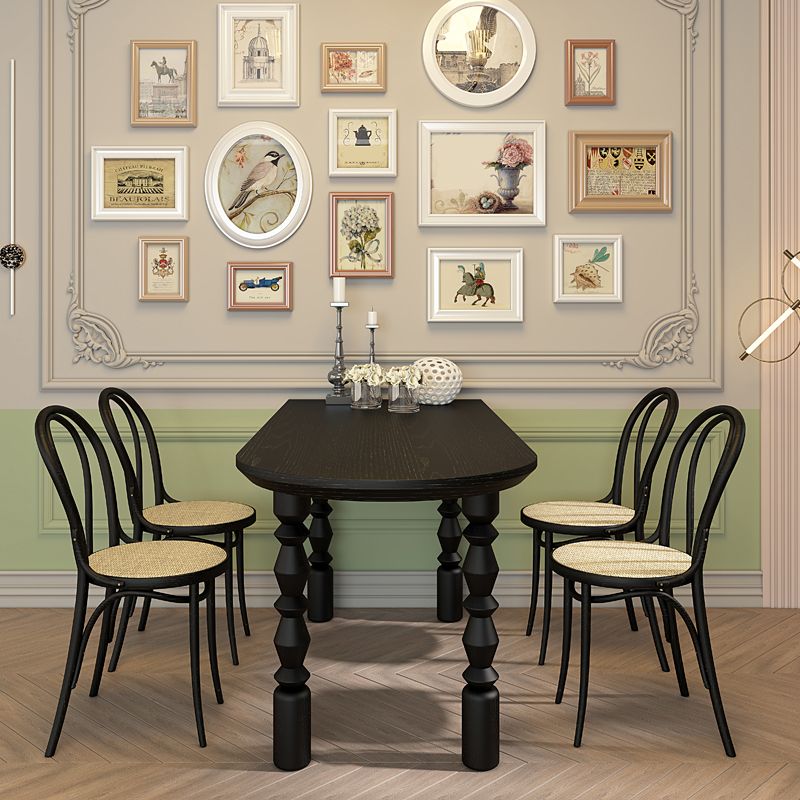Modern Style Dining Table Solid Wood Dining Room Table in Black