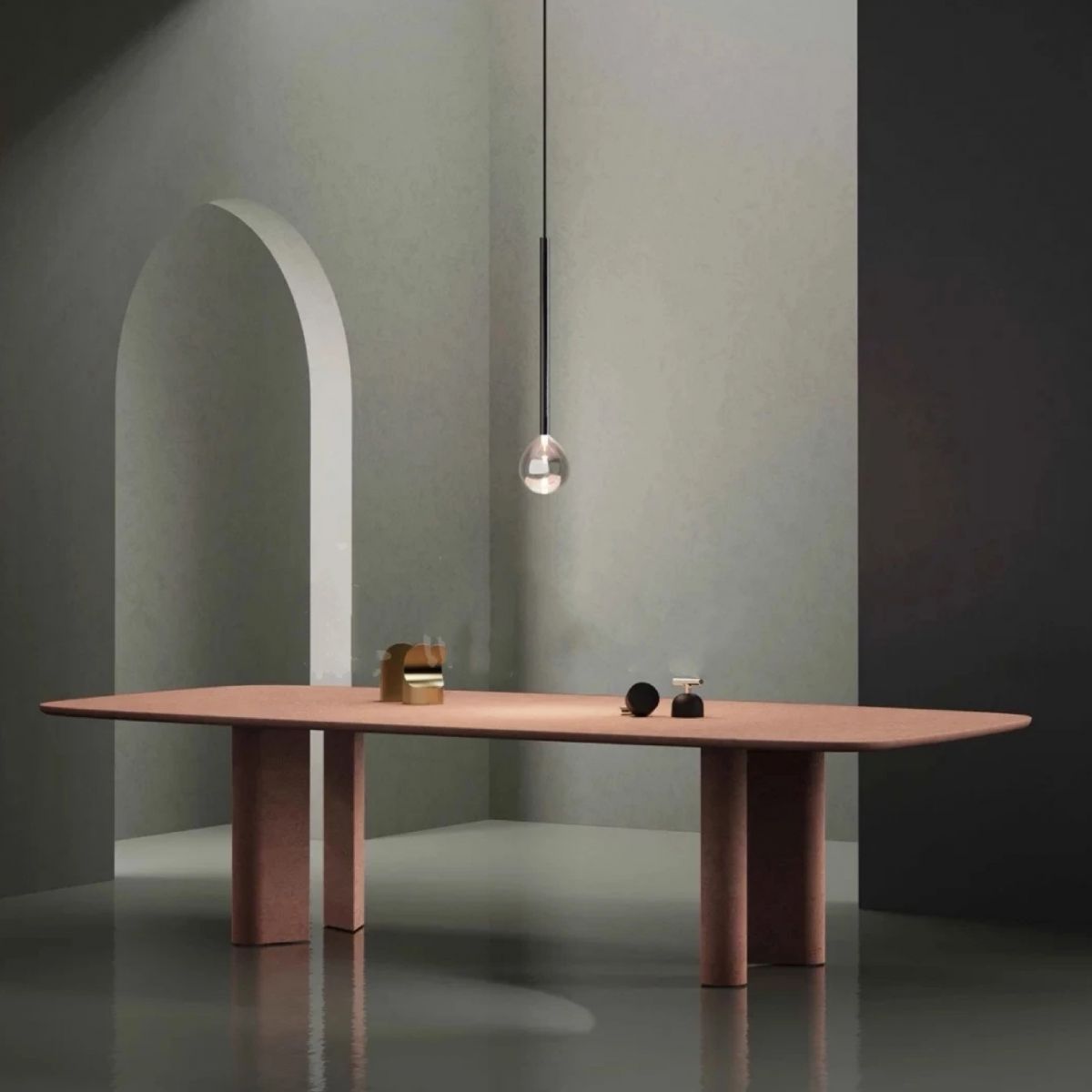 Rechteck minimalistische Esstisch Massivholz fester Tisch mit 4 Beinen