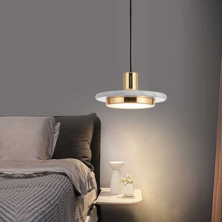 Stone Circle Pendant Lighting Fixture Minimalist LED Hanging Light Kit for Living Room