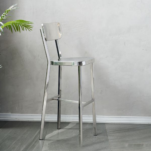 Industrial Style Counter Stool Silver Metal Barstool for Living Room