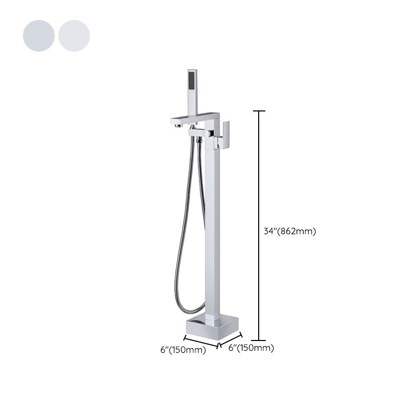 Bathroom Freestanding Tub Filler Floor Mounted One Handle Fixed Faucet with Hose