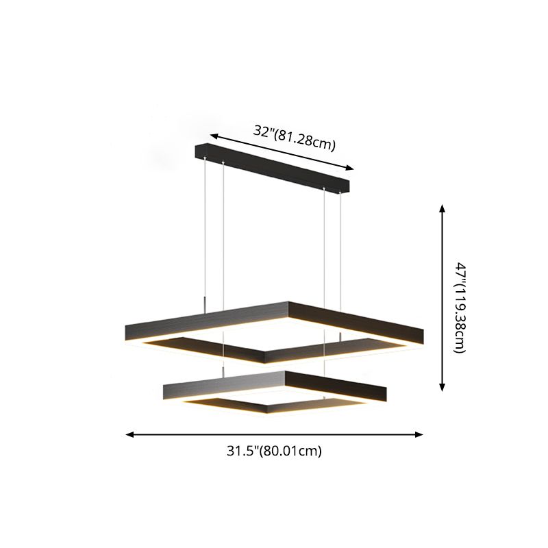 Modern Dining Room Lighting Multiple Squares Chandelier Lighting Fixtures