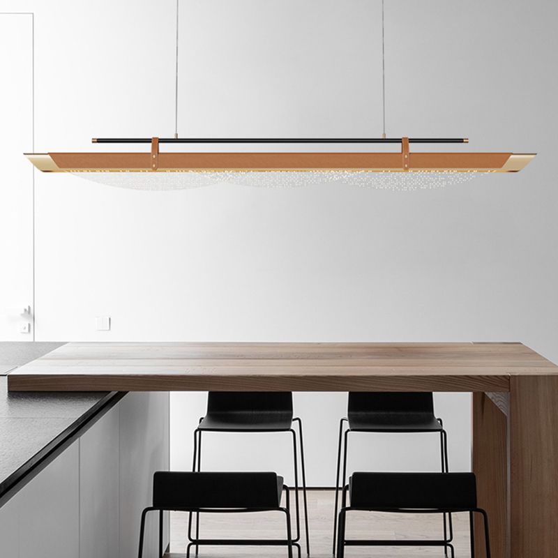 Leather LED Island Light Fixture Ultra-Modern Hanging Light for Dining Room