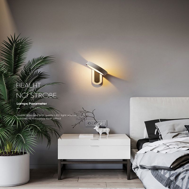Round Shade Metal Wall Sconce Modern Style Single Light Wall Mount Lighting in Gray