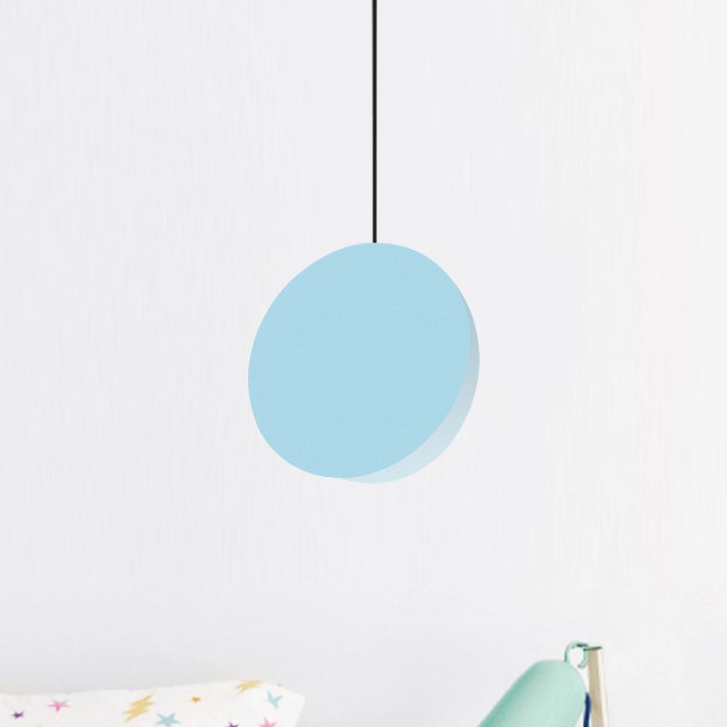 8"/12"W Circular Pendant Lamp Modern Nordic Style Metal 1 Light Black/Grey/White Hanging Ceiling Light