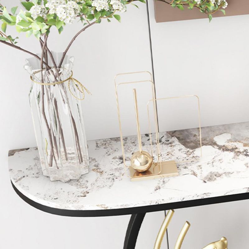 Glam Console Sofa Table Antique Finish Half Moon Console Table