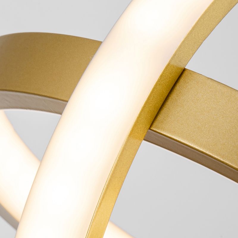 Golden Interlocking Pendant Light Fixture Simplicity 2-Light Metal Drop Lamp for Dining Room