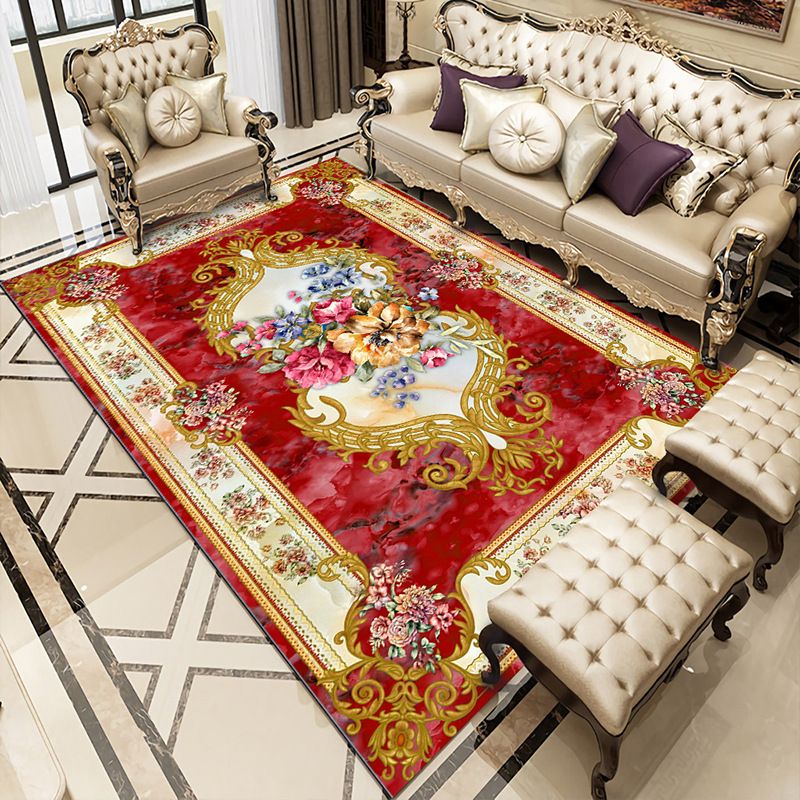 Luxurious Marble Surface Rug Contemporary Polyester Rug Easy Care Washable Carpet for Home Decor