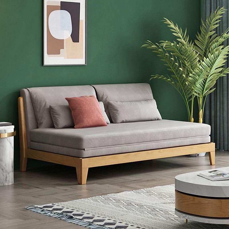Scandinavian Style Gray Armless Sofa Bed Wood Frame Sleeper Sofa