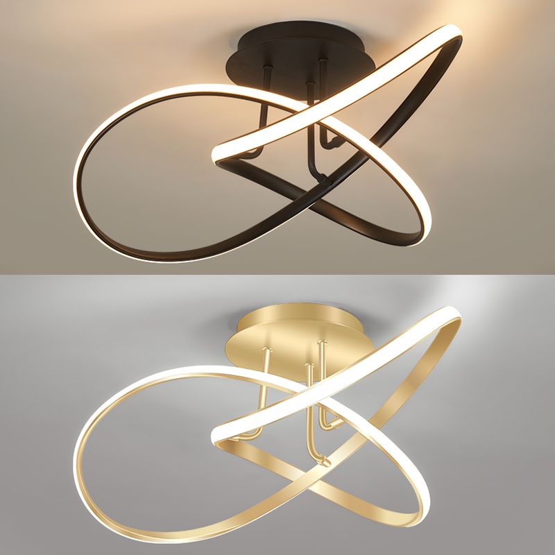 Minimalism LED Flush Mount Twisted Ceiling Light Fixture for Bedroom
