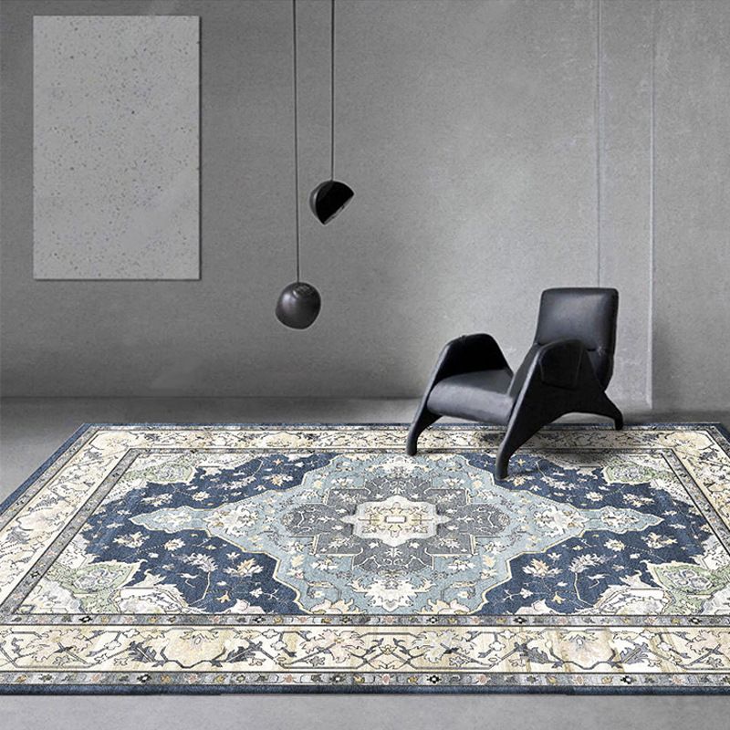 Classical Medallion Print Carpet Polyester Rug Stain Resistant Indoor Rug for Living Room