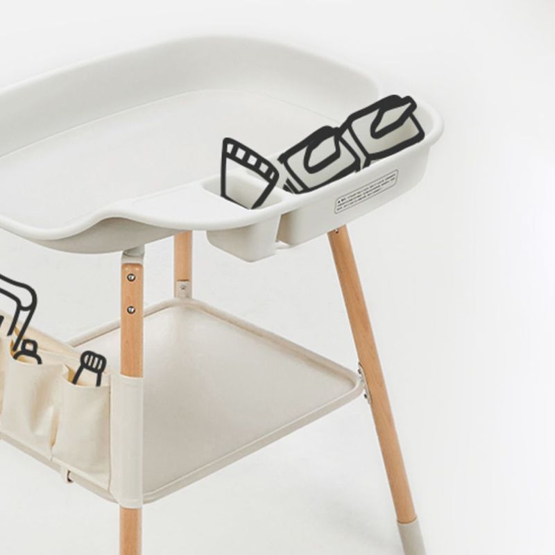 25" W Baby Changing Table with Shelf, Modern Changing Table in White