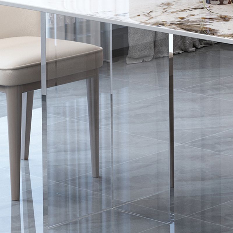 Mid-Century Dinette Table Rectangle Stone Dining Room Table for Home