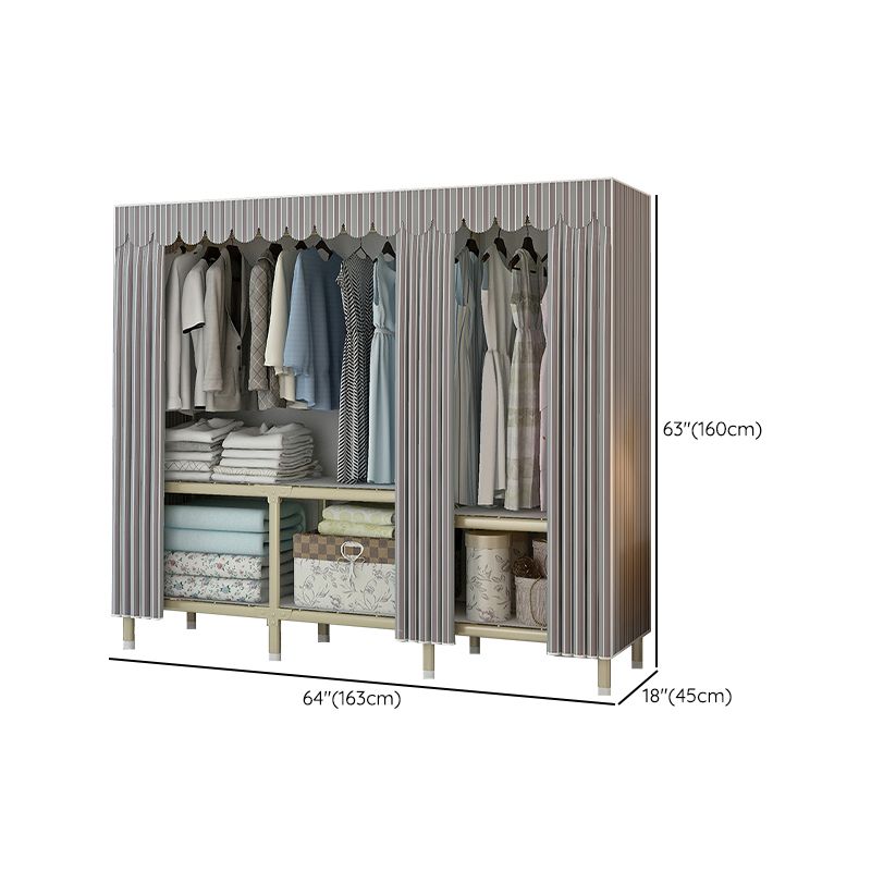 Contemporary Style Steel Wardrobe Cloth Rod Included Wardrobe Closet with Legs