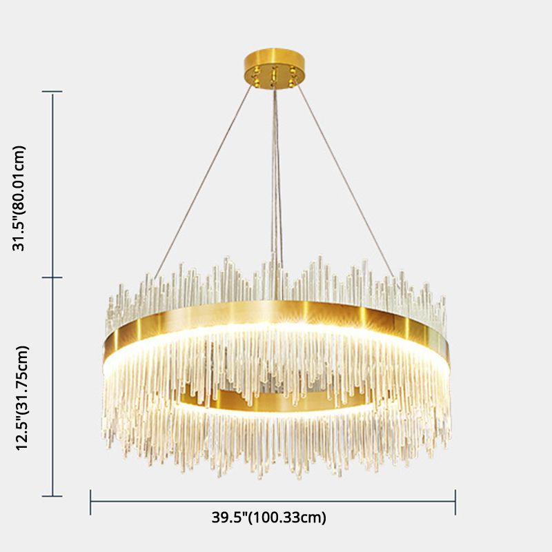 Mid-Century Modern Clear Crystal Down Lighting Pendant Round LED Suspension Lamp for Dining Table