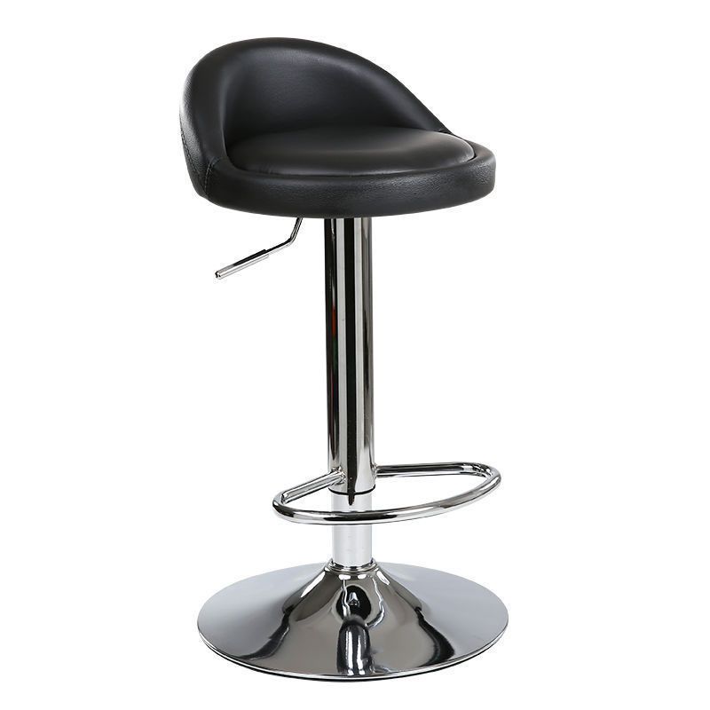 Modern Metal Barstool Faux Leather Upholstered Counter Stool in Matte Finish for Indoor