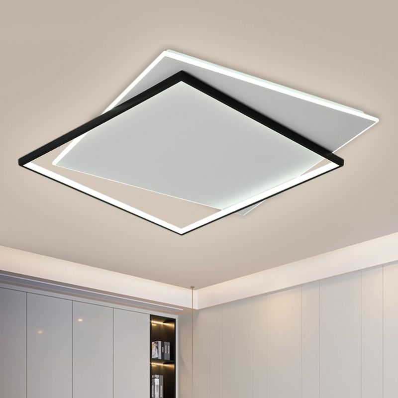 Overlapping Metallic Flush Mount Light Modernist LED Black Ceiling Mounted Fixture, 18"/21.5" Wide