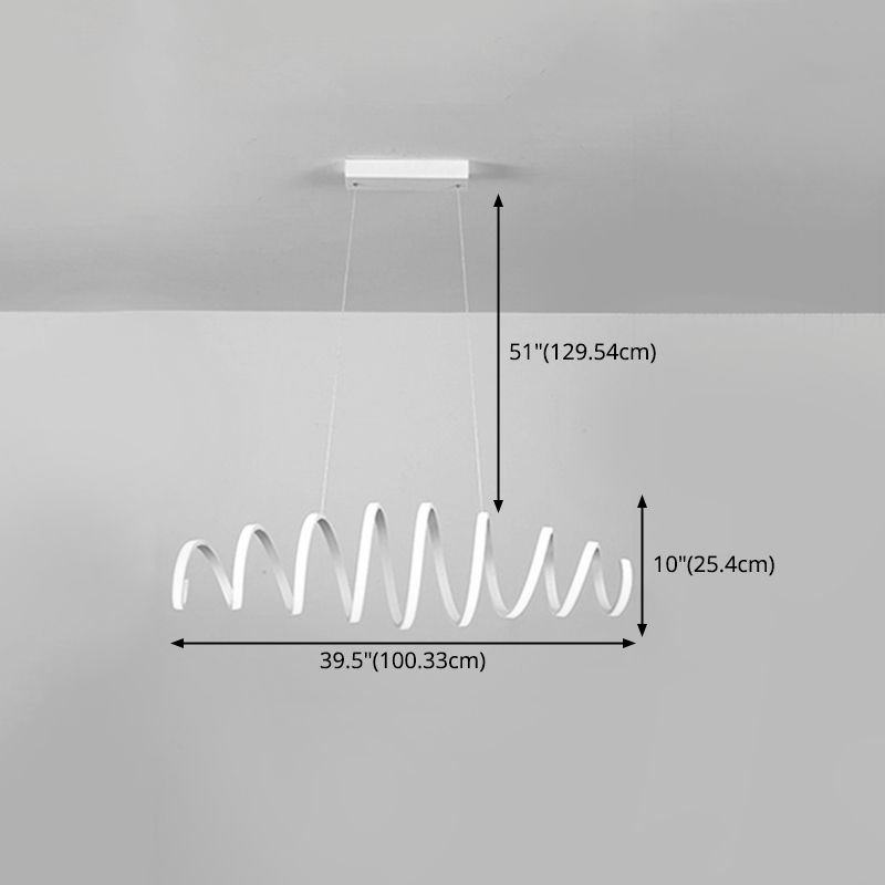 Acrylic White Linear LED Island Light in Modern Style Lacquered Iron Pendant Light for Dining Room