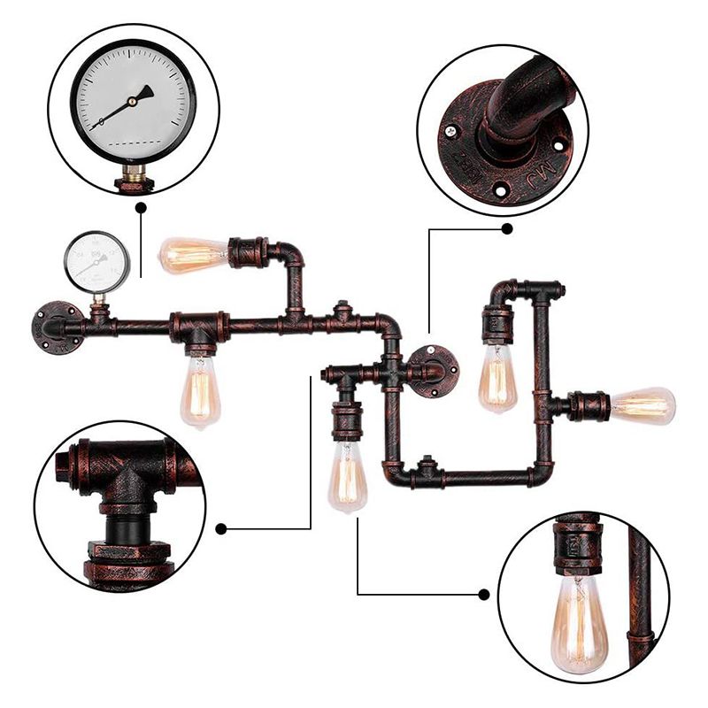 5 Leichtwerte verdrehte Pfeifenwandleuchten Industrial Loft Vintage Wall Lighting Ideen für Esszimmer