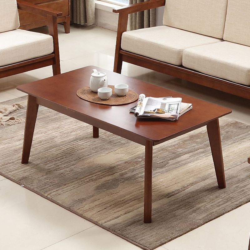 Solid Wood 4 Legs Coffee Table Nordic 17.7" High Cocktail Table