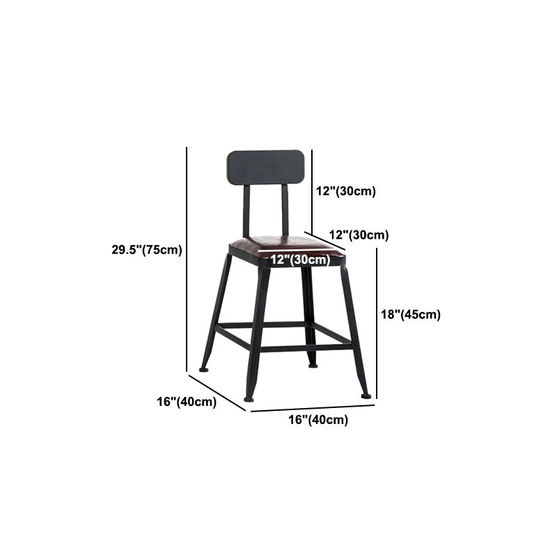 Industrial Coffee Shop Footrest Barstool Black Upholstered Counter Stool