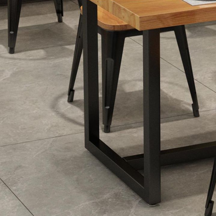 Industrial Pine Solid Wood Table Rectangle Dining Table with Trestle Base