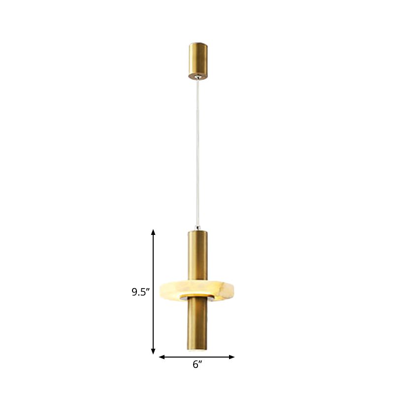 Modernisme buisvormige druppel hanger aluminium eetkamer led hangende lamp in goud met marmeren ring deco