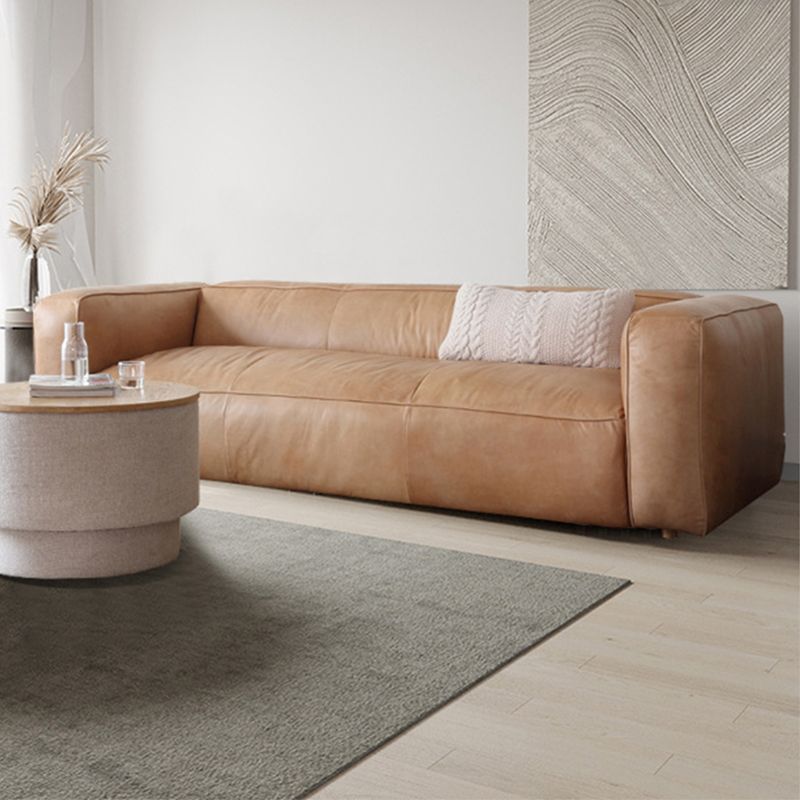 Contemporary Faux Leather Sofa Tuxedo Arm 25.59-In High Sofa