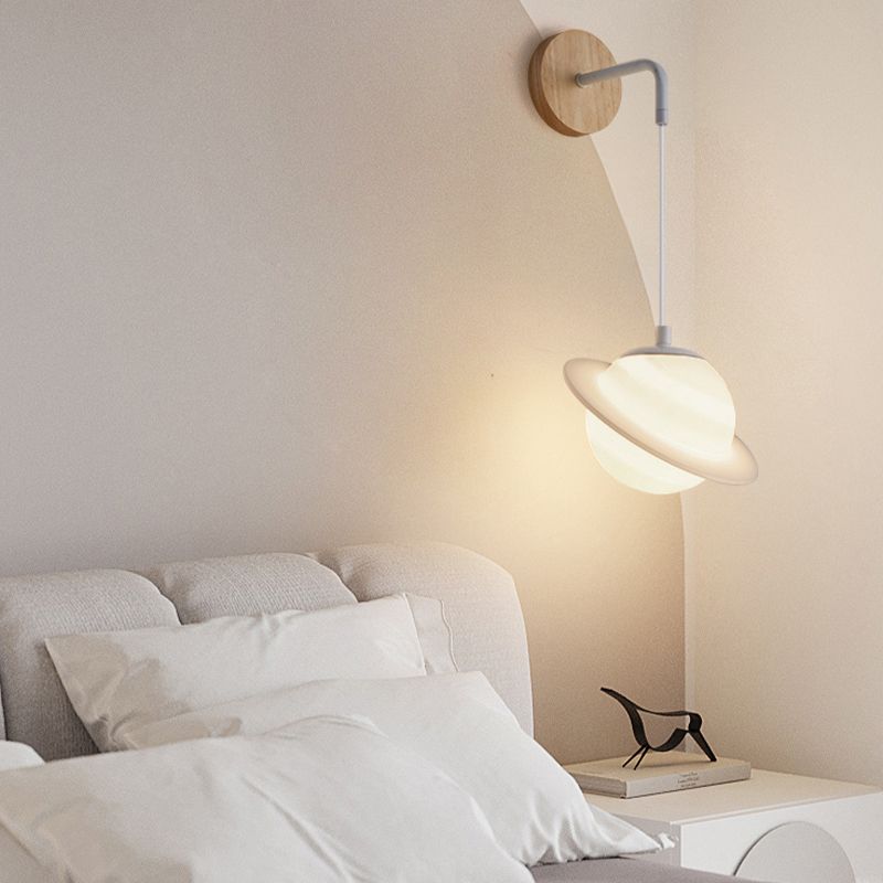 Nordic Wall Light Fixture Wooden Wall Light Sconce with Acrylic Shade for Bedroom