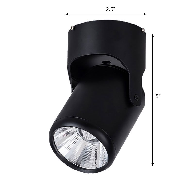 Lámpara mini semiplana de moda en ático, con pantalla cilíndrica LED Metal giratorio lámpara de techo, adecuada para Sala de estar