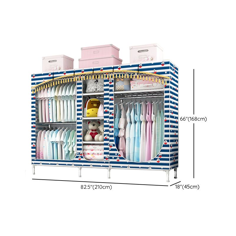 Contemporary Style Steel Wardrobe 3-door Wardrobe Closet with Legs