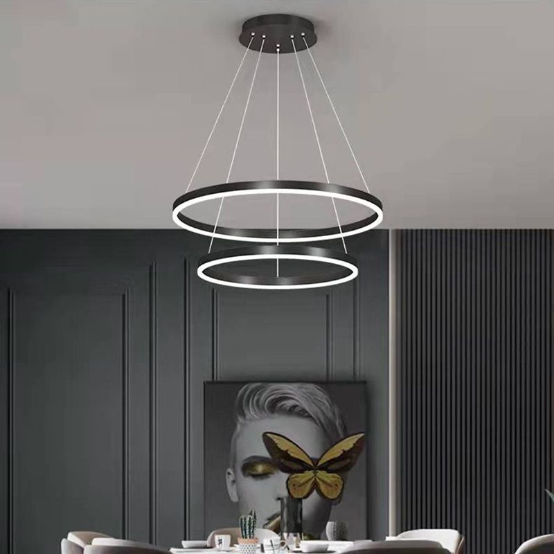 Black Multi-Tier Chandelier Lighting Fixture Modern Chandelier Pendant Light for Bedroom