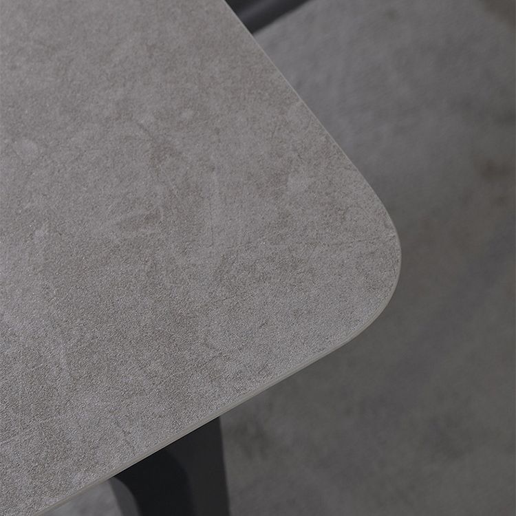Contemporary Rectangle Dining Table Sintered Stone Dining Table with 4 Black Legs