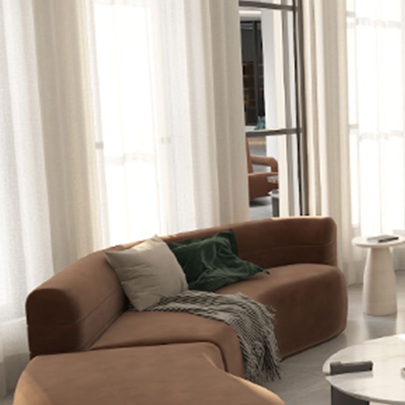 Velvet Sectional Sofa Contemporary Coffee Sofa for Living Room
