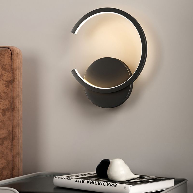 Lampada a monte a parete a forma rotonda a LED Lampada con applique da parete in metallo per camera da letto