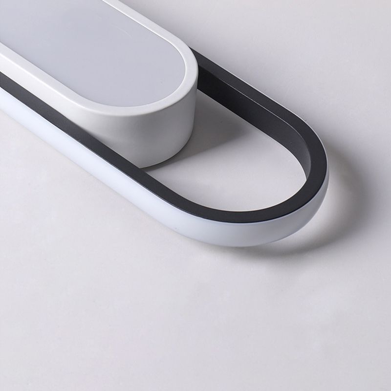Simplicity LED Ceiling Light Fixture White Oval Ceiling Mount Light Fixture with Metal Shade