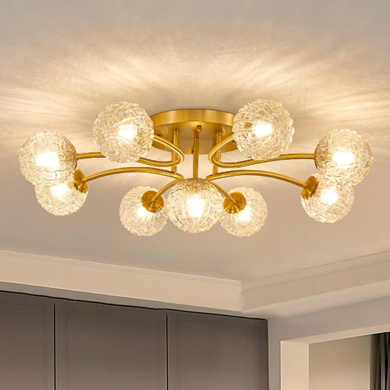Ball Shape Glass Flush Light Modern Style Multi Lights Flush Mount Fixture