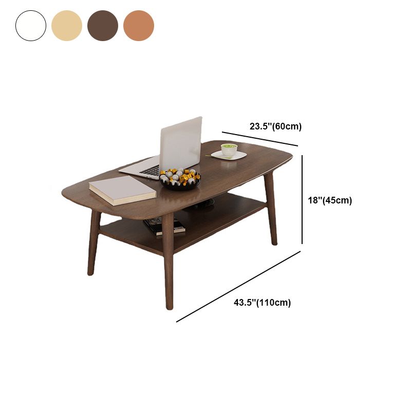 Scandinavian 4 Legs Coffee Table with Shelf Wood Cocktail Table