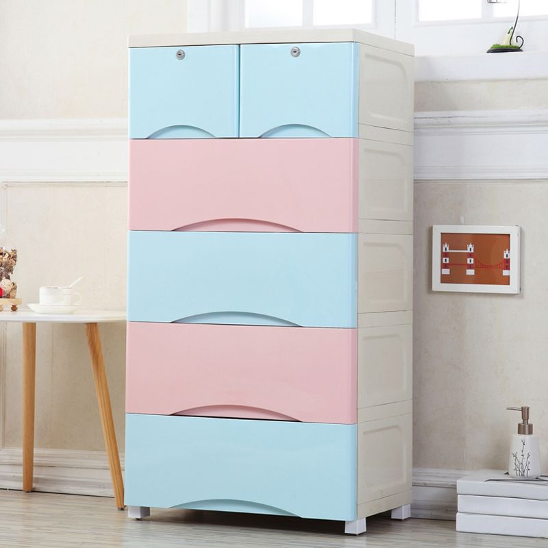 Plastic Matte Finish Storage Cabinet Contemporary Non-Hanging Armoire