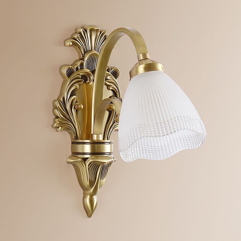 Modern Wall Lamp Copper Wall Mount Lamp with Glass Shade for Living Room