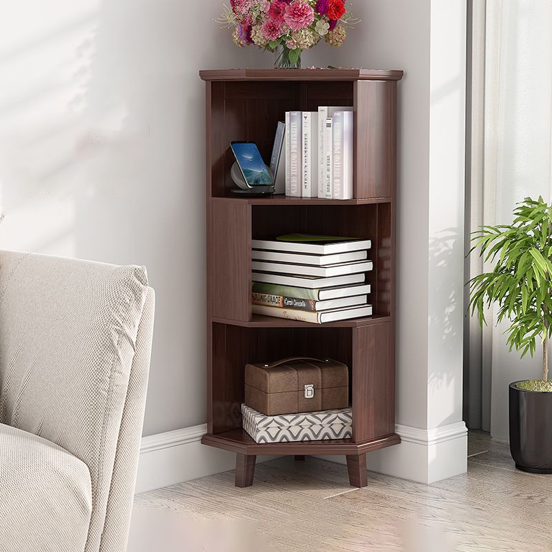 Corner Contemporary Bookshelf Wooden Closed Back Bookcase with Shelves