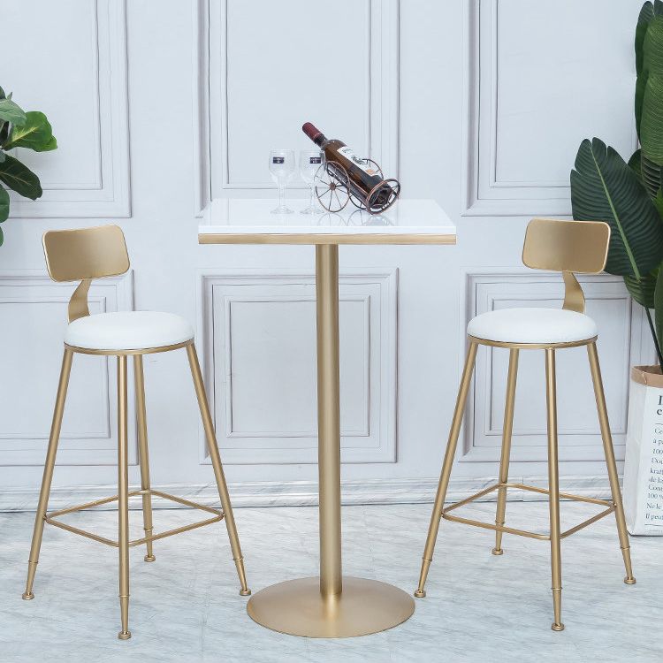 Bar Height Pub Table Glam Metal Pedestal Bar Table for Indoor