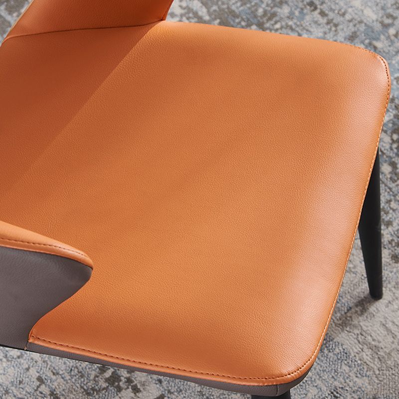 Metal Base Dining Chair Modern Style Faux Leather Arm Dining Chairs