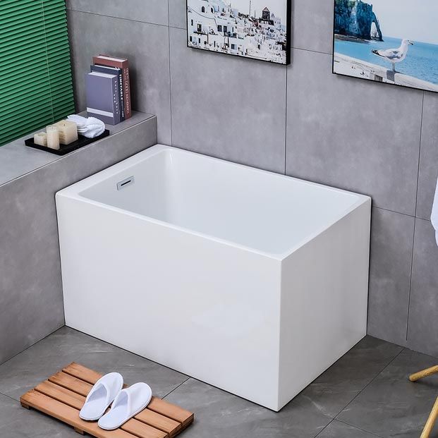 White Acrylic Alcove Bath Tub Rectangular 25" H Bathtub for Home (Without Faucet)